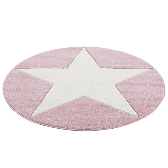 Kinder Teppich STAR rosa/weiß