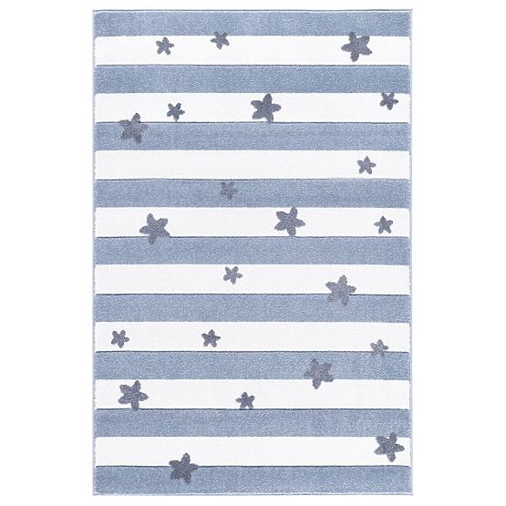 Kinder Teppich STARS STRIPES blau und weiß