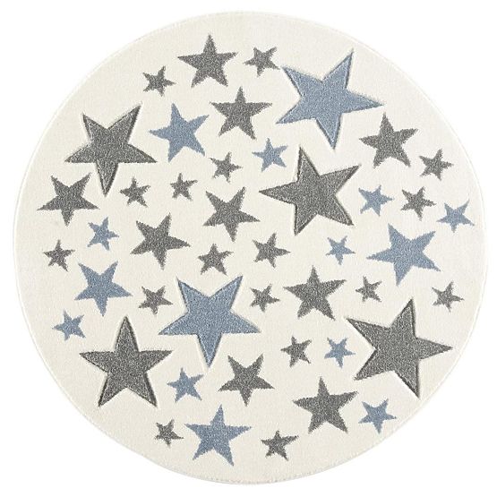Kinder Teppich Stella Round - cremeblau