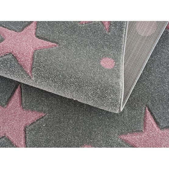 Kinder Teppich Sterne - grau-pink