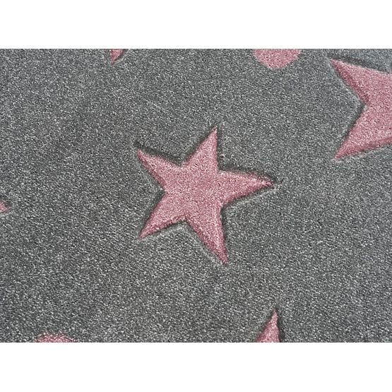 Kinder Teppich Sterne - grau-pink