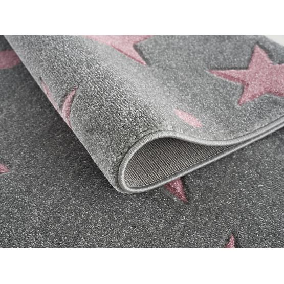 Kinder Teppich Sterne - grau-pink