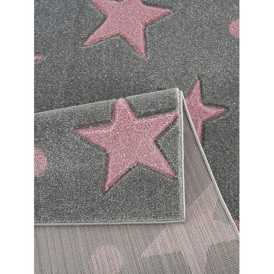 Kinder Teppich Sterne - grau-pink
