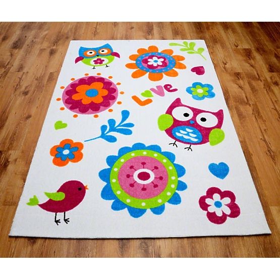 Kinder Teppich white kleine eule