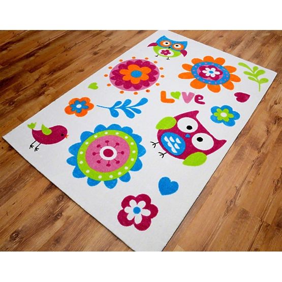 Kinder Teppich white kleine eule