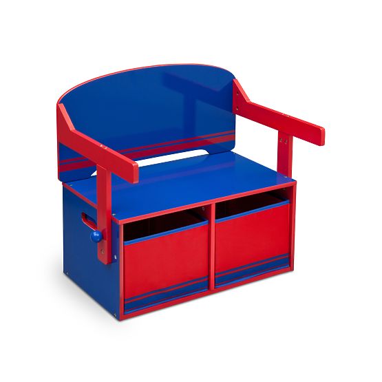 Kinderbank mit Stauraum blau/rot