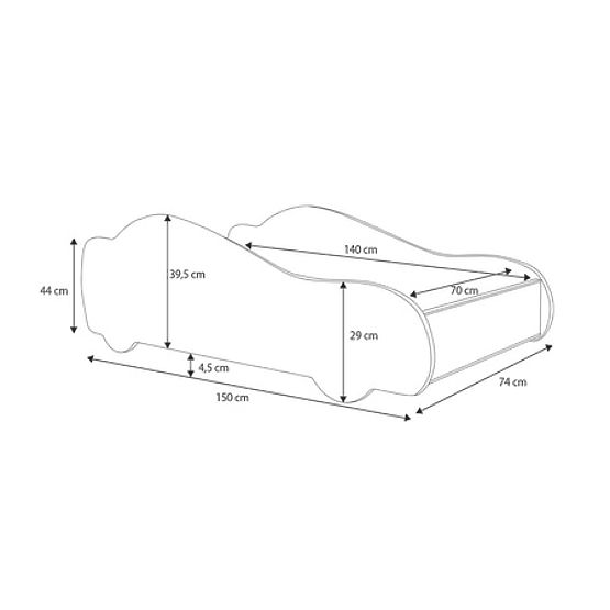 Kinderbett Auto Batcar Schwarz 140x70