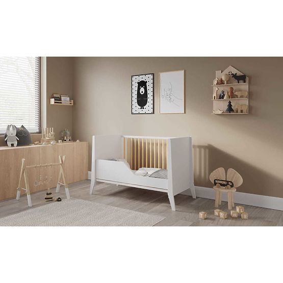 Kinderbett Cosmo Scandi 120x60 weiß-natur