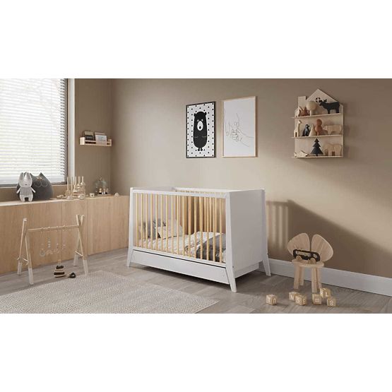 Kinderbett Cosmo Scandi 120x60 weiß-natur
