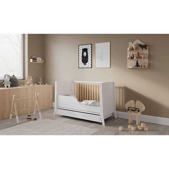 Kinderbett Cosmo Scandi 120x60 weiß-natur