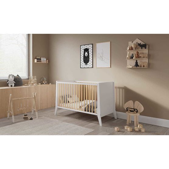 Kinderbett Cosmo Scandi 120x60 weiß-natur