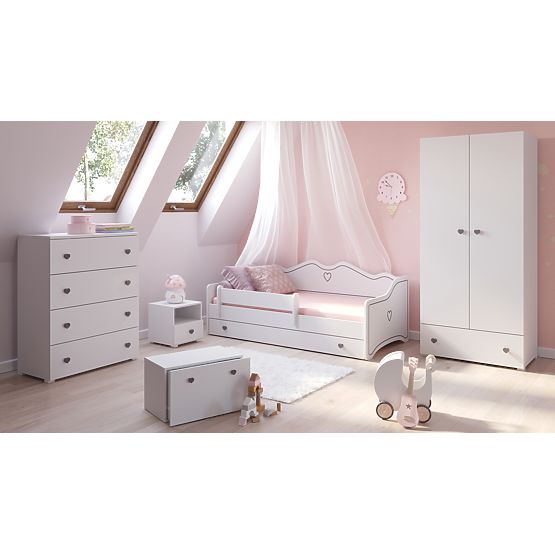 Kinderbett EMMA mit Schublade und Schutzgitter 140x70 grau