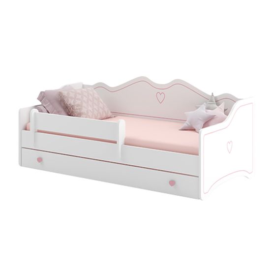 Kinderbett EMMA mit Schublade und Schutzgitter 140x70 rosa