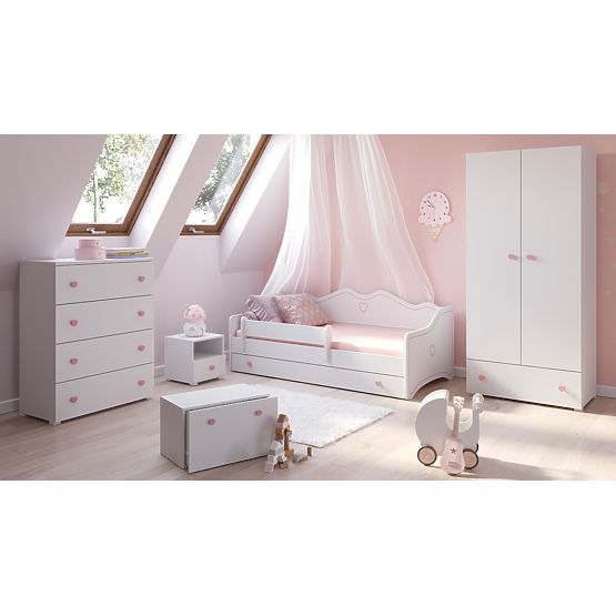 Kinderbett EMMA mit Schublade und Schutzgitter 180x80 rosa