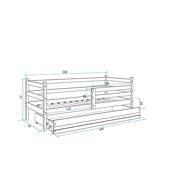 Kinderbett ERIK - natur/grau