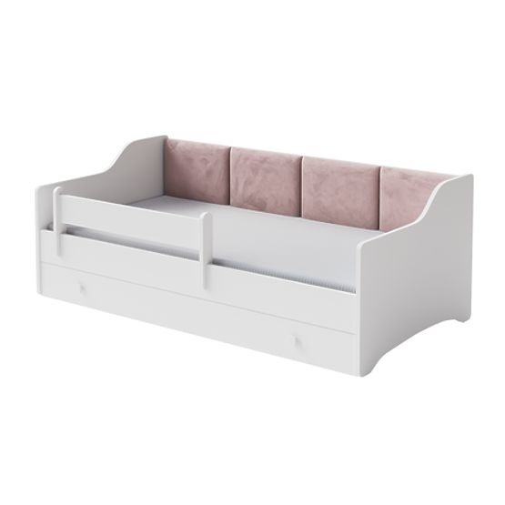 Kinderbett ERYK mit Schublade und Schutzgitter 160x80 rosa Paneel