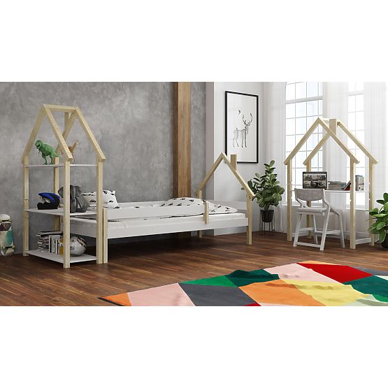 Kinderbett Haus Ollie SCANDI - weiß-natur