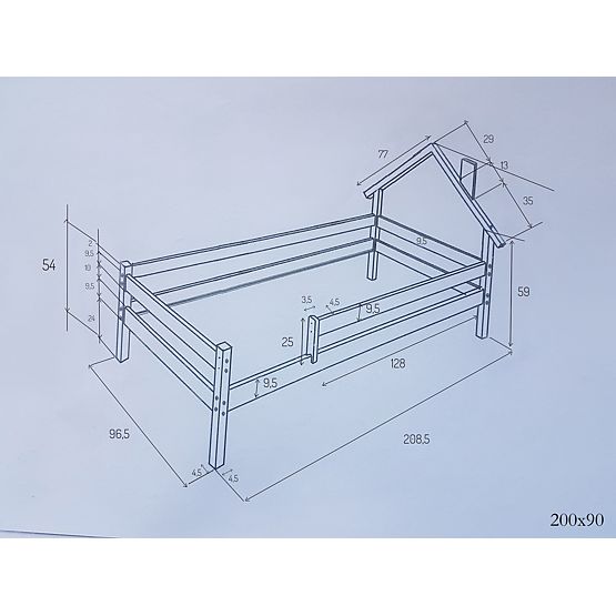 Kinderbett Haus Ollie SCANDI - weiß-natur