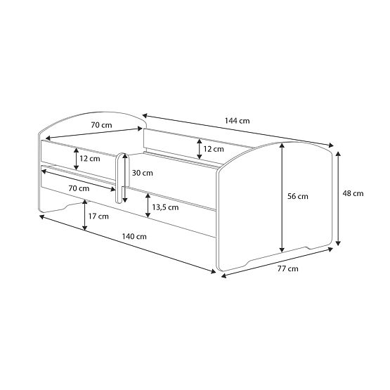 Kinderbett MAX mit Rausfallschutz 140x70