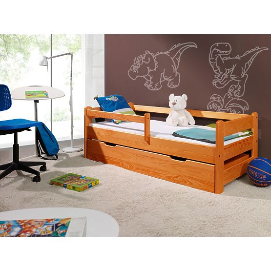 Kinderbett mit Barriere - Erle