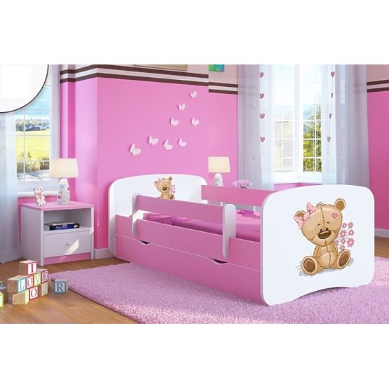 Kinderbett mit Rausfallschutz Ourbaby - Bärchen - rosa