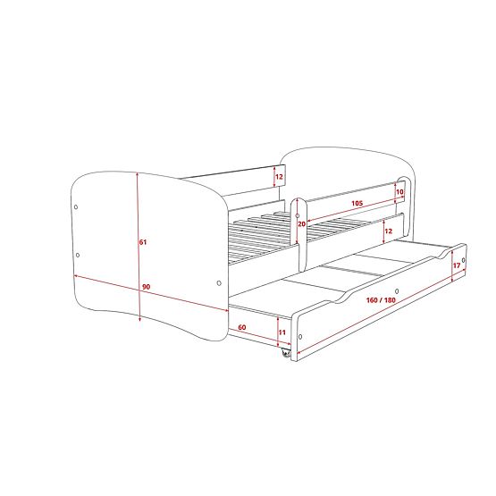 Kinderbett mit Rausfallschutz Ourbaby - Bärchen - rosa