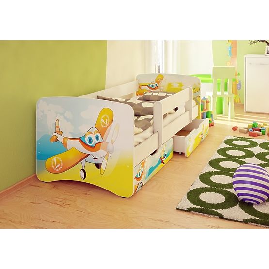 Kinderbett mit Seitenschutz - Flugzeuge