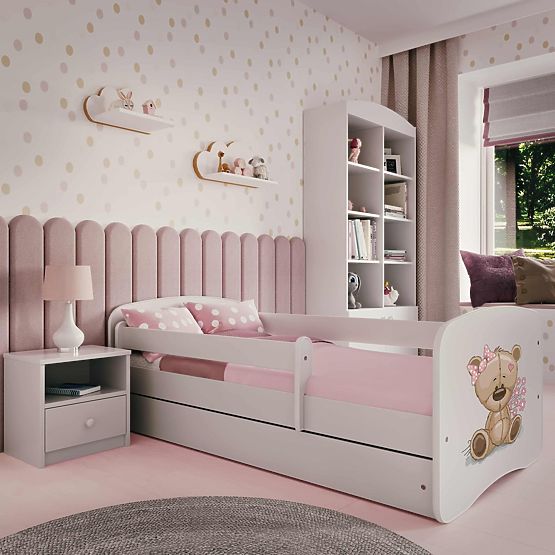 Kinderbett mit Rausfallschutz Ourbaby - Bär - weiß