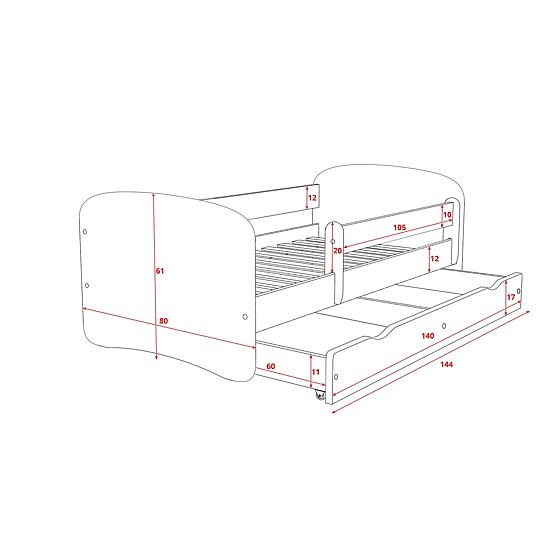 Kinderbett mit Seitenschutz Ourbaby - KÄTZCHEN -  Nussbaum