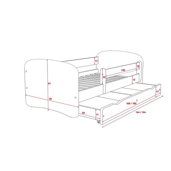 Kinderbett mit Seitenschutz Ourbaby - KÄTZCHEN -  Nussbaum