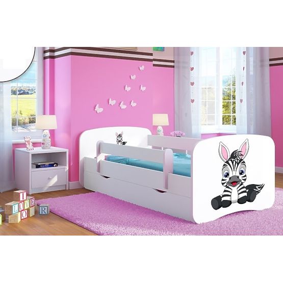 Kinderbett mit Seitenschutz Ourbaby - ZEBRA - weiß