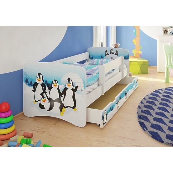 Kinderbett mit Seitenschutz - Pinguine