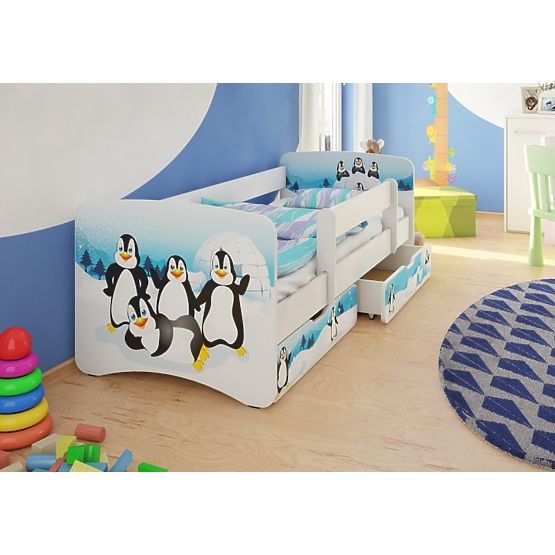 Kinderbett mit Seitenschutz - Pinguine