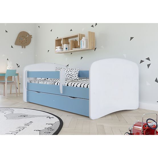 Kinderbett mit Rausfallschutz Ourbaby - blau-weiß