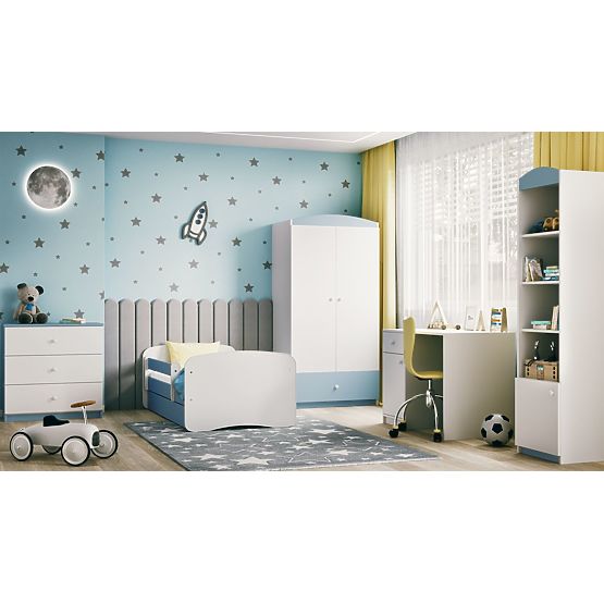 Kinderbett mit Rausfallschutz Ourbaby - blau-weiß