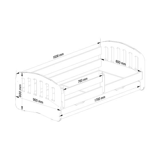 Kinderbett PLAY 180x80 Rosa + Matratze