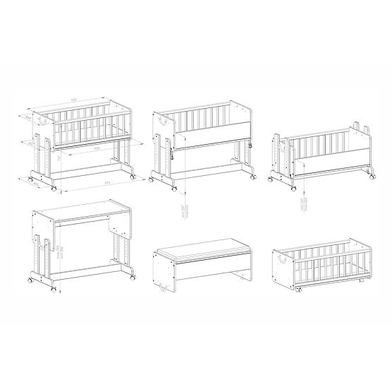 Multifunktionales Kinderbett LETO 90x40 cm 6in1- SCANDI