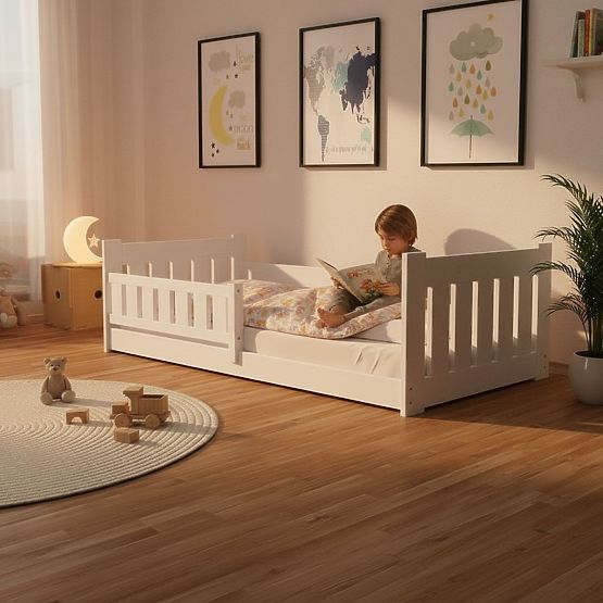 Kinderbett Tom - weiß, niedrig