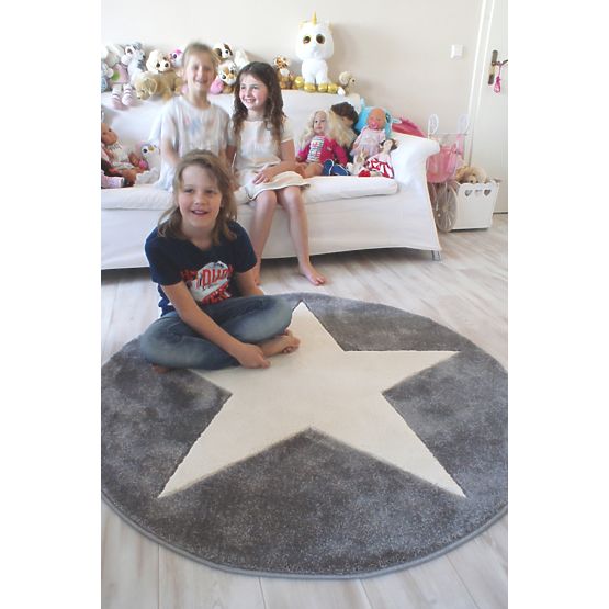 Kindereppich STARS silber-grau/weiß