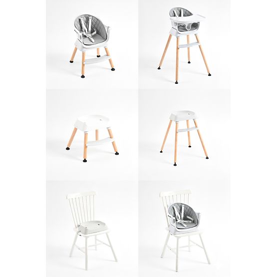 Kinderhochstuhl 6-in-1 mit gestepptem Bezug und grauem Tablett ECOTOYS