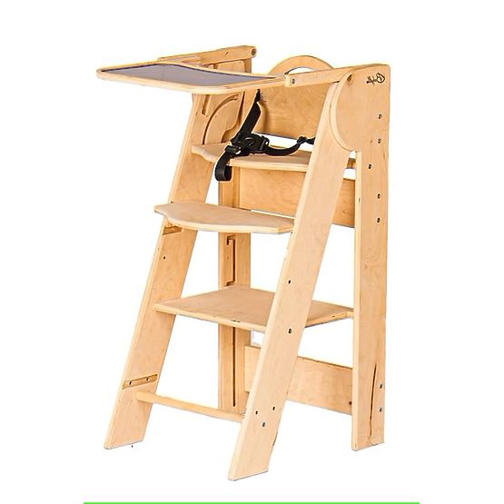 Kinderhochstuhl und Lernturm 2-in-1 - natur