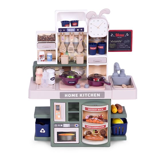 Kinderküche mit Geräuschen, LED und Dampfgenerator, 35 Zubehörteile