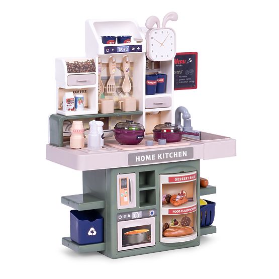 Kinderküche mit Geräuschen, LED und Dampfgenerator, 35 Zubehörteile