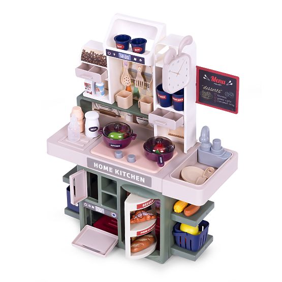 Kinderküche mit Geräuschen, LED und Dampfgenerator, 35 Zubehörteile