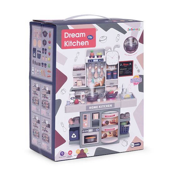 Kinderküche mit Geräuschen, LED und Dampfgenerator, 35 Zubehörteile