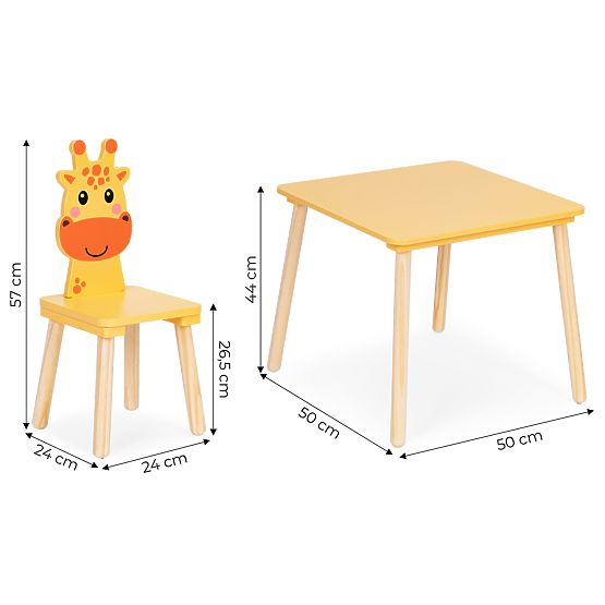 Kindermöbel-Set Tisch + 2 Stühle Giraffe ECOTOYS