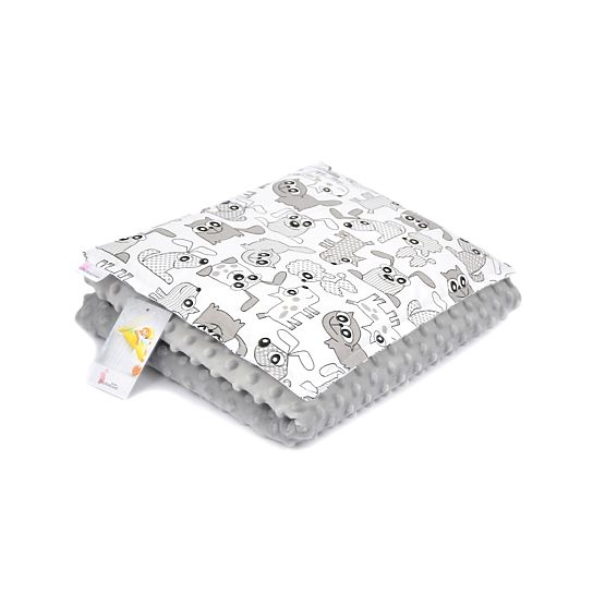 Kinder Decke a Kissen L Tiere - grey