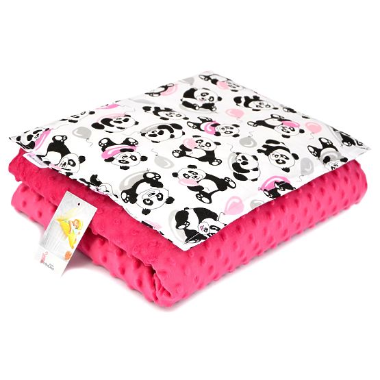 Kinderset Decke und Kissen M PANDA - fuchsie