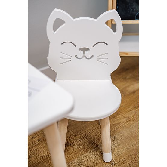 Kinderstuhl - Katze - weiß