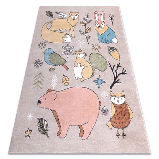 Kinderteppich FUN Forester, Tiere, Wald beige